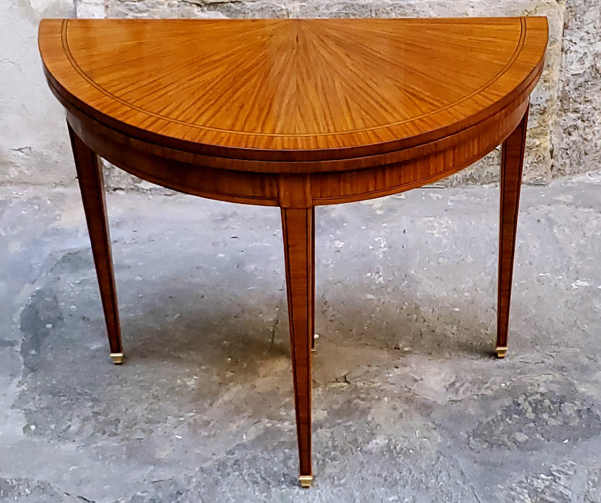 Antico tavolo da gioco a mezzaluna di manifattura Inglese -photo-4