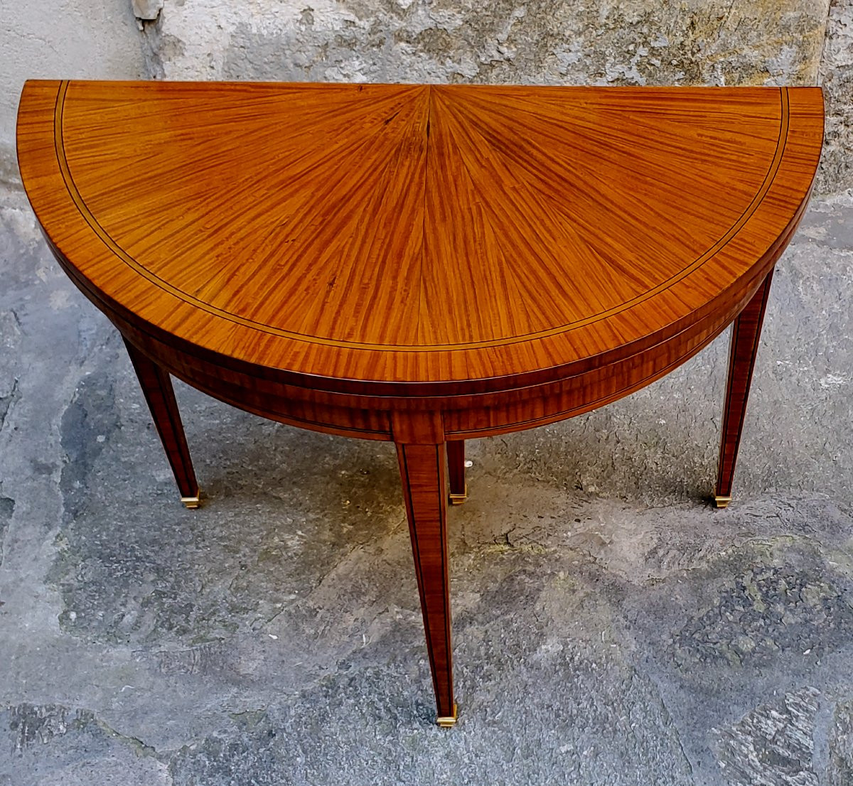 Antico tavolo da gioco a mezzaluna di manifattura Inglese -photo-5