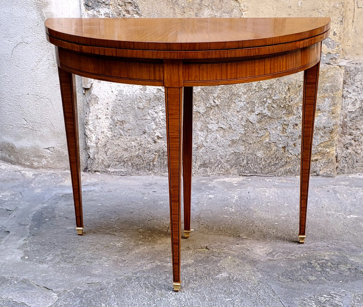 Antico tavolo da gioco a mezzaluna di manifattura Inglese -photo-7