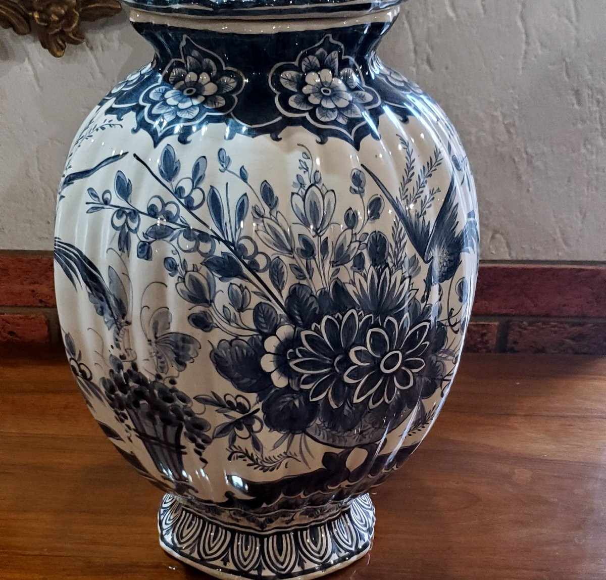 Vaso manifattura Delft (Olanda) anni 1920 ,con decoro tipico floreale blu cobalto -photo-5