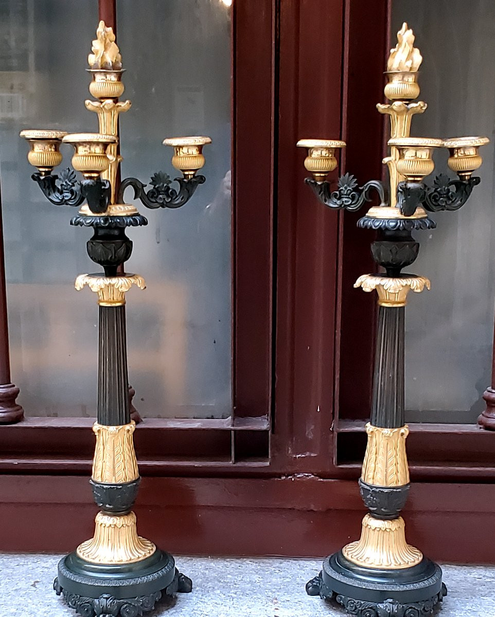  2 Antichi candelieri originali del XIX secolo, Epoca Napoleone III, alti 53 cm .-photo-6