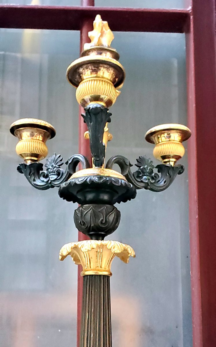  2 Antichi candelieri originali del XIX secolo, Epoca Napoleone III, alti 53 cm .-photo-7