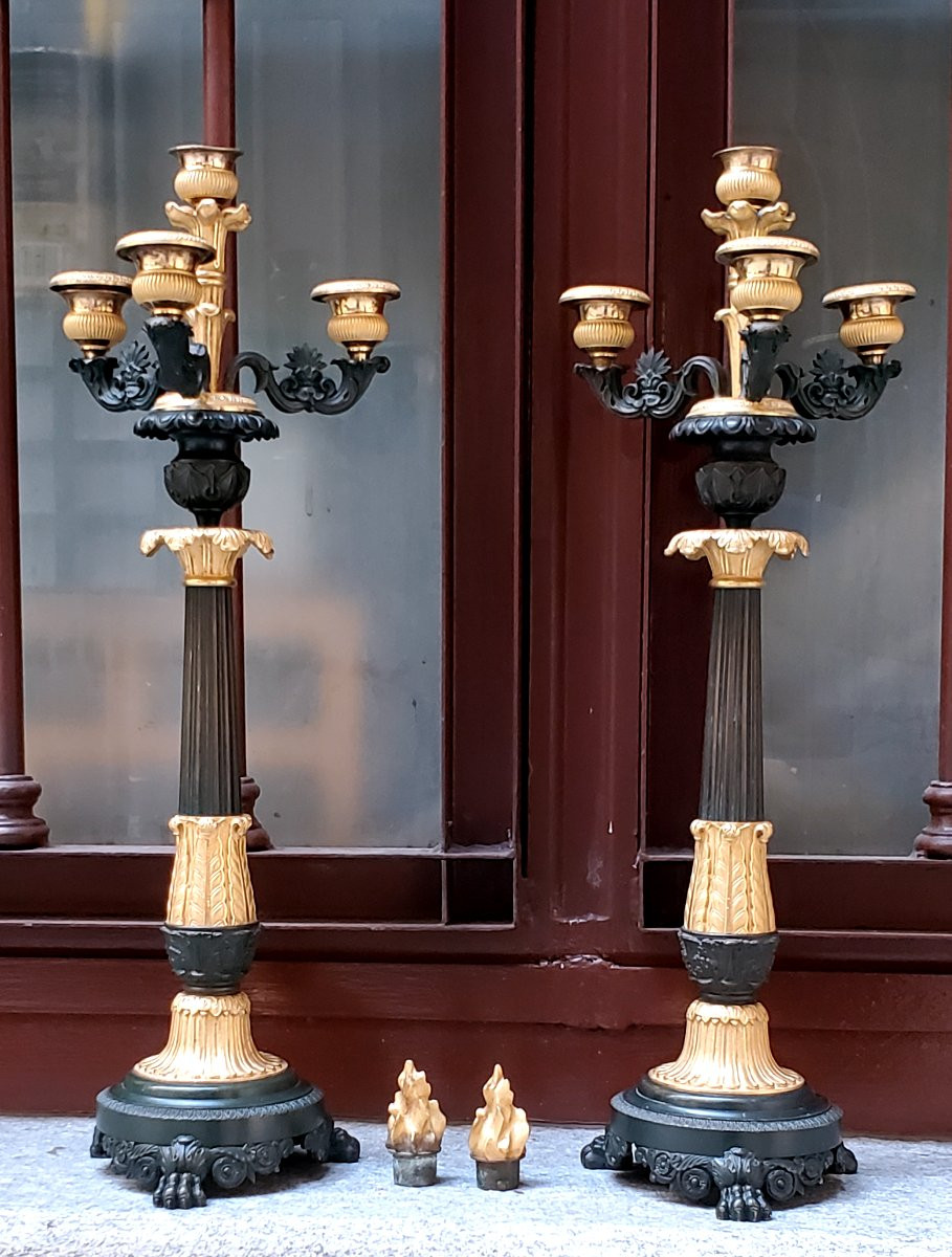  2 Antichi candelieri originali del XIX secolo, Epoca Napoleone III, alti 53 cm .-photo-8