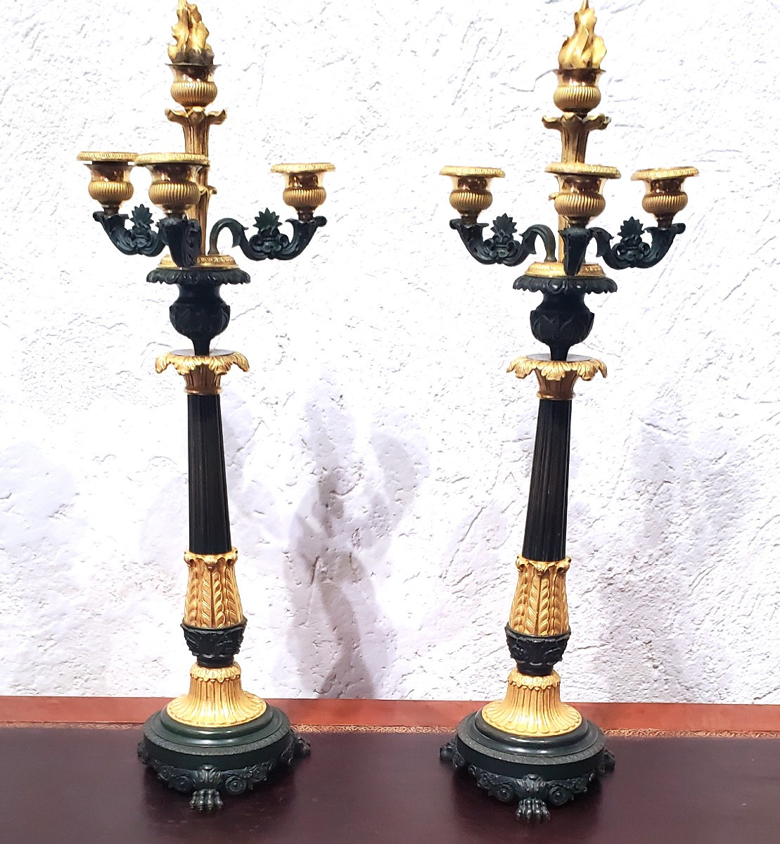  2 Antichi candelieri originali del XIX secolo, Epoca Napoleone III, alti 53 cm .