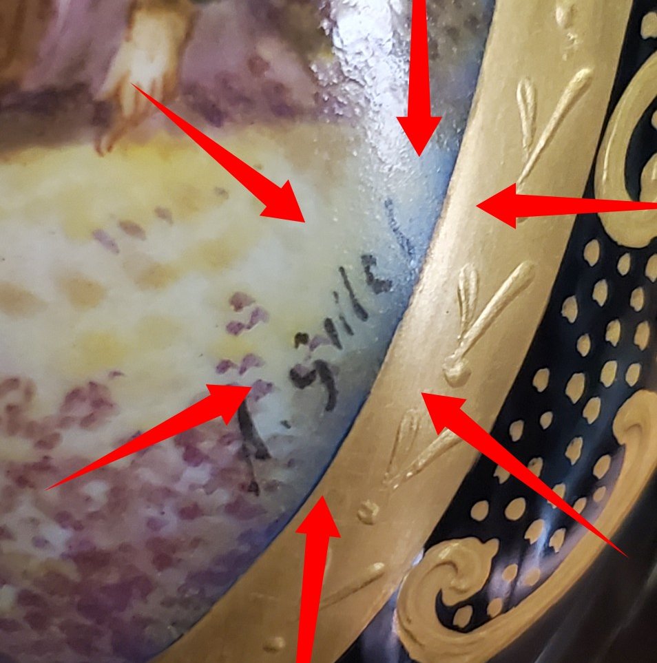 2 Antichi vasi in porcellana blu cobalto  timbrati manifattura di  Sevres-photo-7