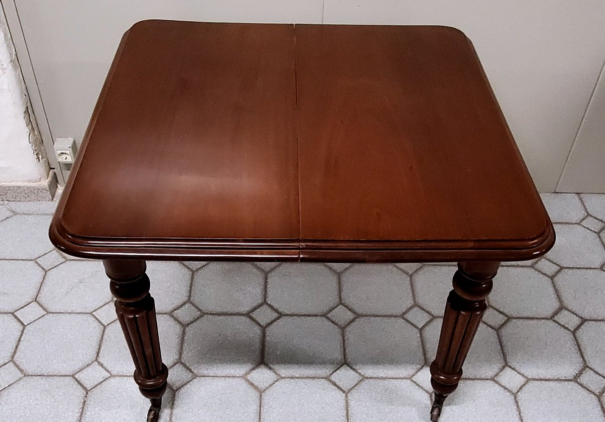 Antico Tavolo Inglese allungabile epoca 1840 (circa) in legno di mogano . -photo-2