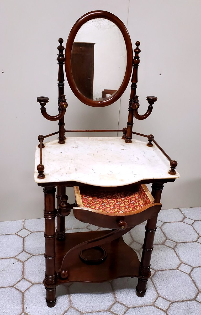 Antica toeletta  Luigi Filippo in legno di noce ,di manifattura Piemontese-photo-2