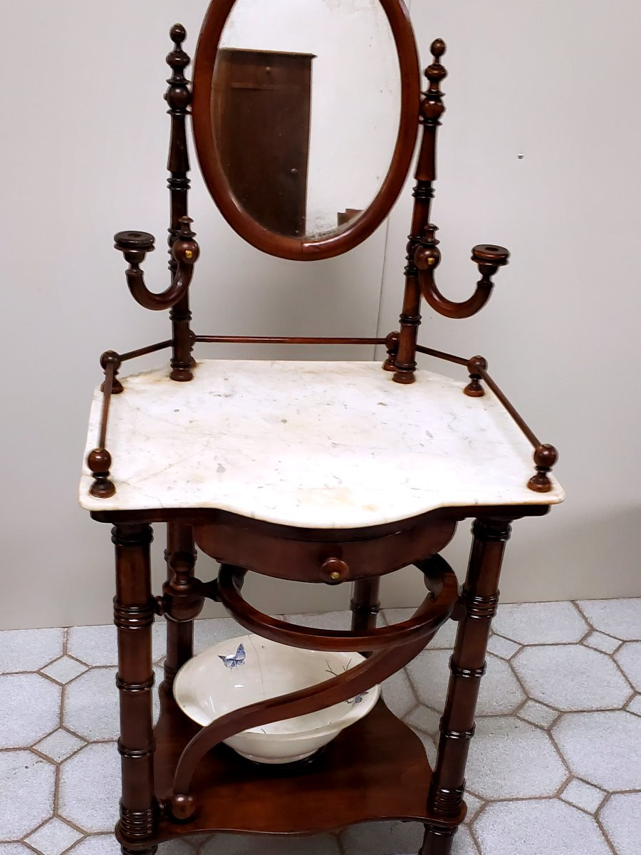 Antica toeletta  Luigi Filippo in legno di noce ,di manifattura Piemontese-photo-6