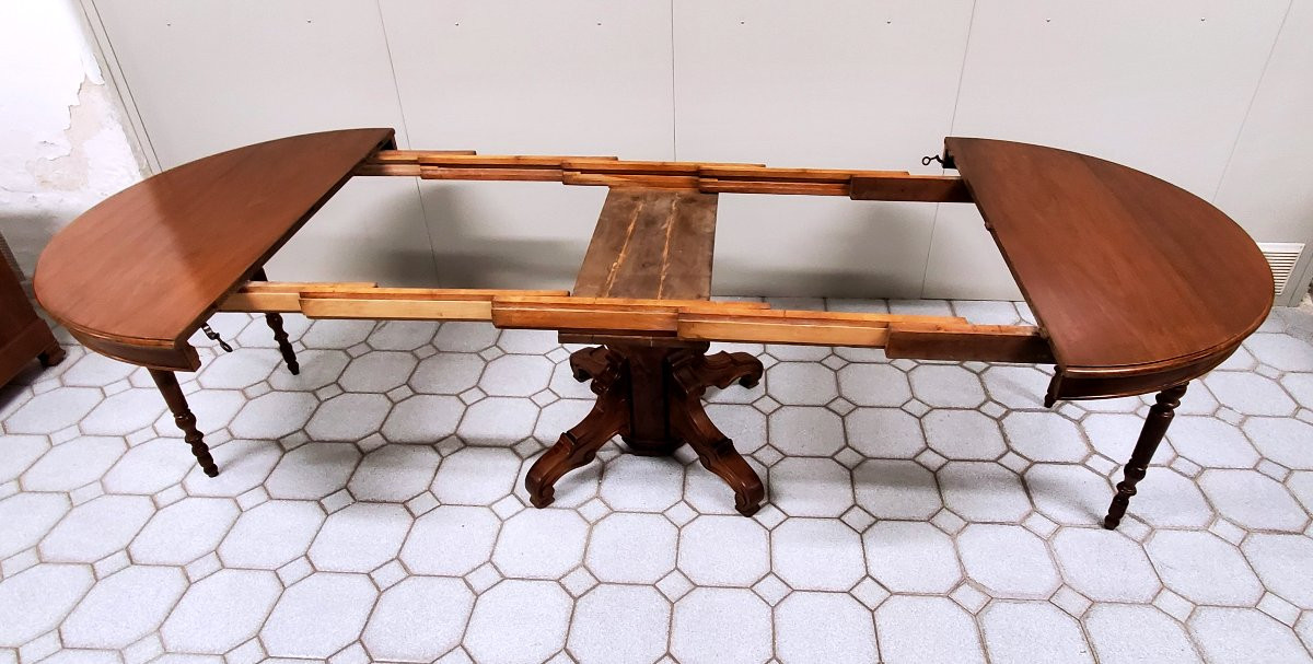 Antico tavolo allungabile  Luigi Filippo di manifattura Francese ,in legno di noce -photo-3