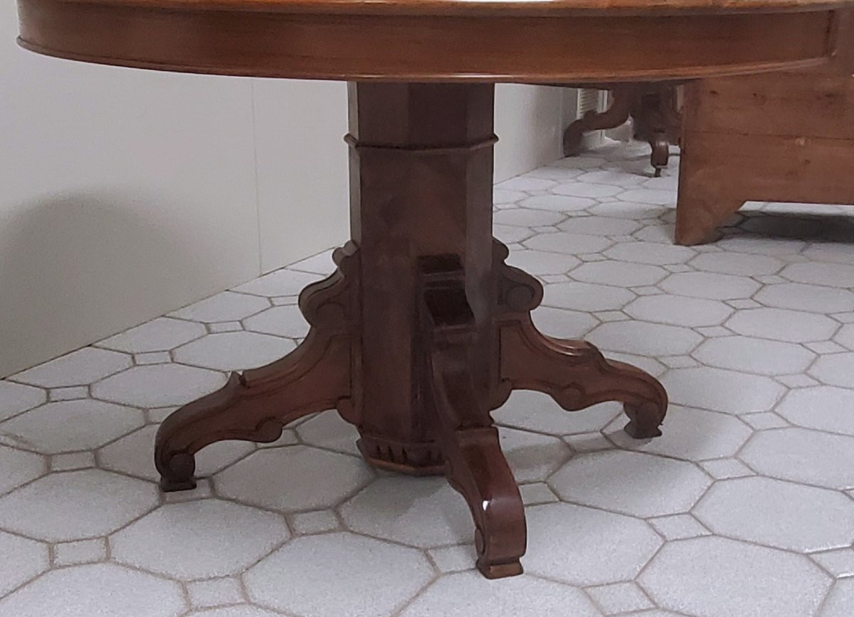 Antico tavolo allungabile  Luigi Filippo di manifattura Francese ,in legno di noce -photo-2