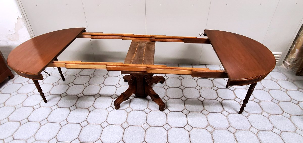 Antico tavolo allungabile  Luigi Filippo di manifattura Francese ,in legno di noce -photo-5