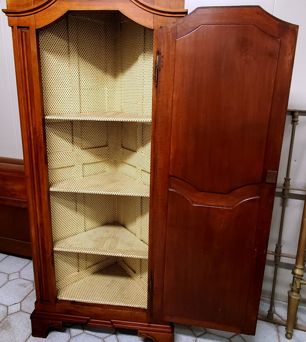 Antico mobile angoliera epoca 1850 /80 stile Luigi XVI in legno di noce di manifattura Piemonte-photo-3