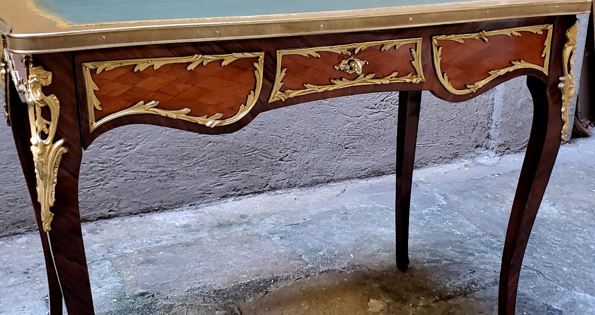 Antica scrivania Napoleone III di manifattura Francese in legno di Palissandro e Bois de Rose -photo-2