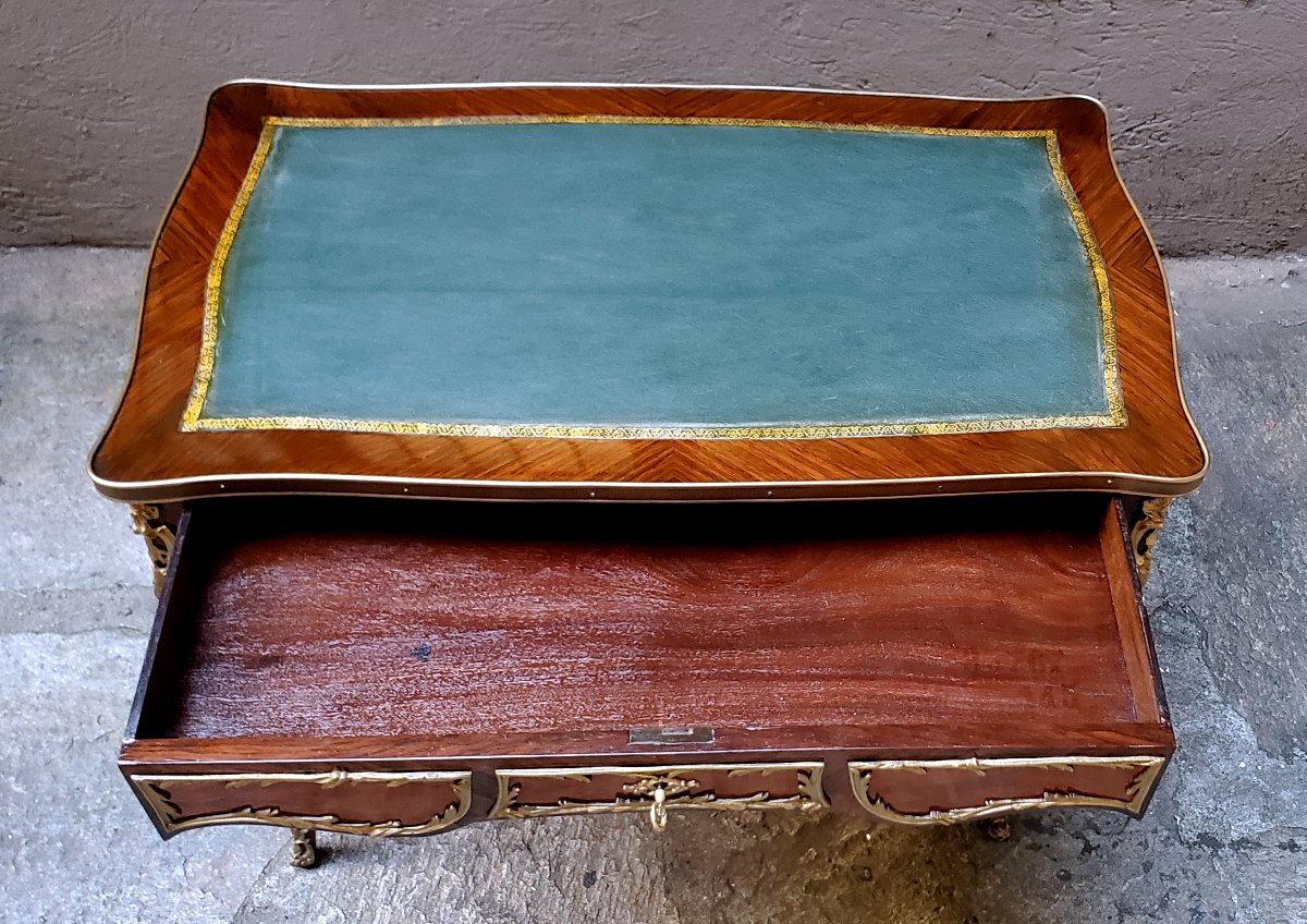 Antica scrivania Napoleone III di manifattura Francese in legno di Palissandro e Bois de Rose -photo-3