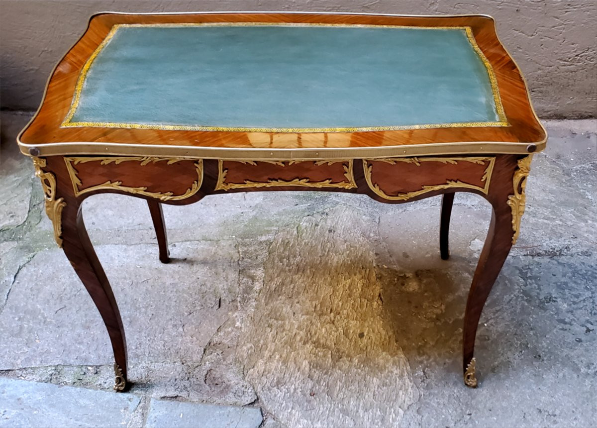 Antica scrivania Napoleone III di manifattura Francese in legno di Palissandro e Bois de Rose -photo-1