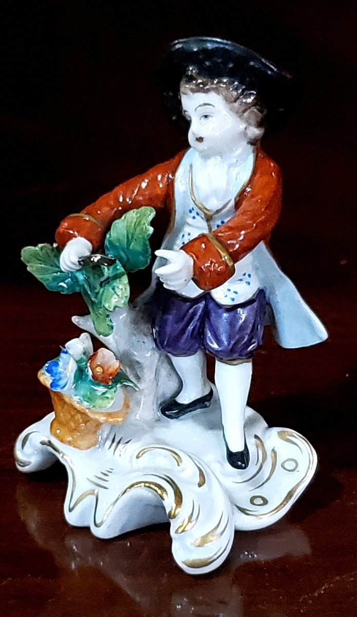 Antica statua in porcellana di manifattura tedesca Sitzendorf, Turingia-photo-4