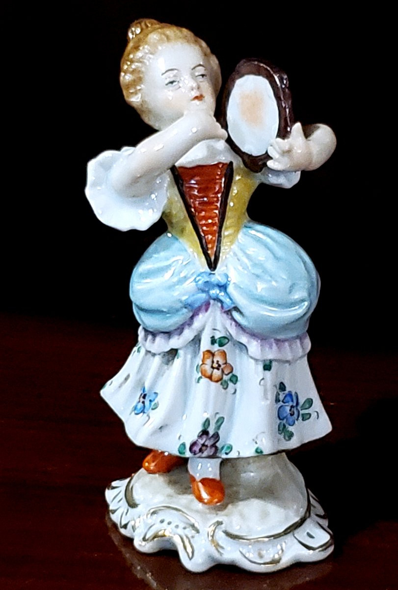 Antica statua in porcellana di manifattura tedesca Sitzendorf, Turingia-photo-3