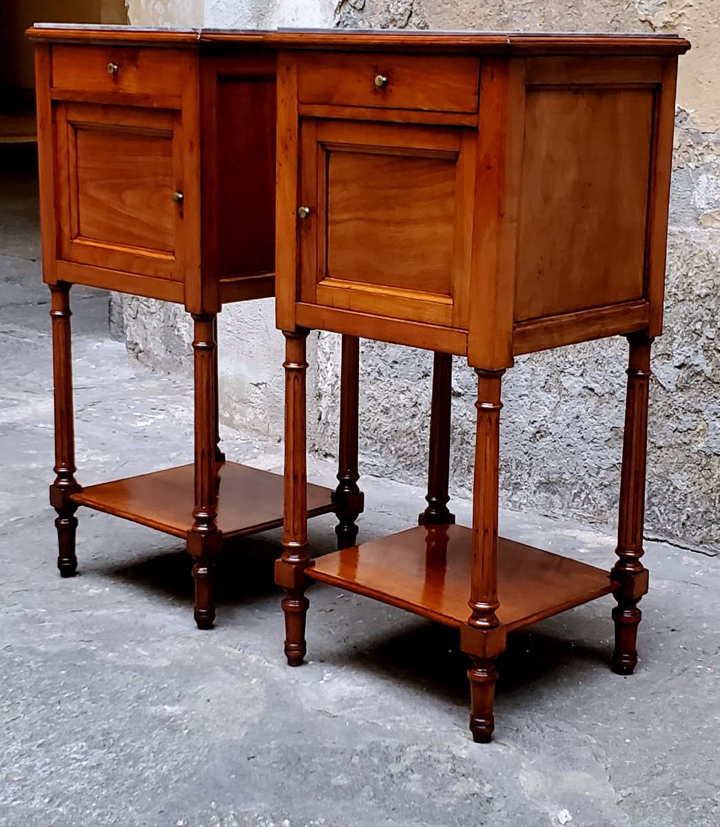 Antichi comodini Napoleone III in legno di ciliegio ,di manifattura Francese . -photo-3