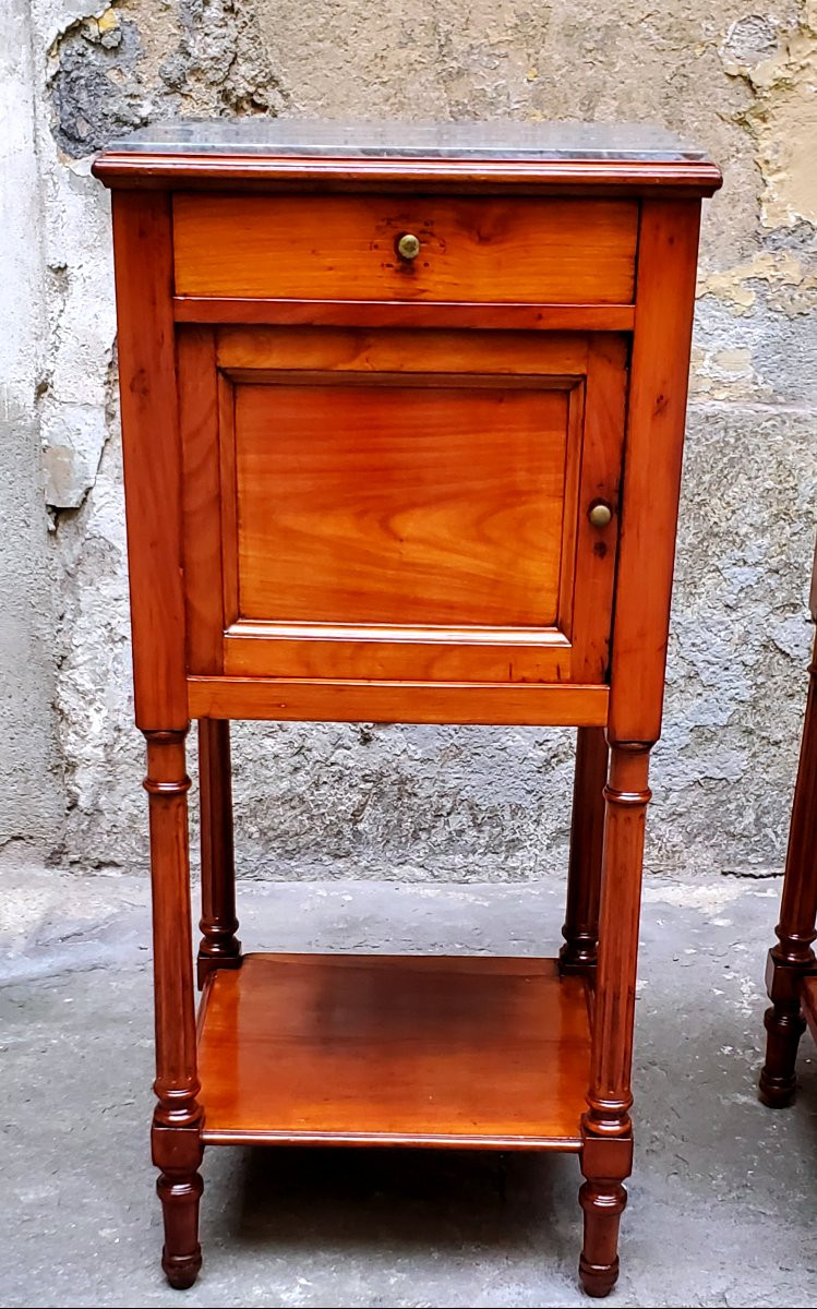 Antichi comodini Napoleone III in legno di ciliegio ,di manifattura Francese . -photo-2