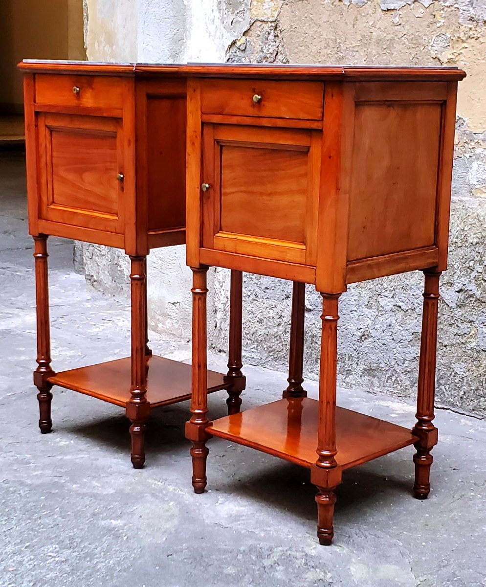 Antichi comodini Napoleone III in legno di ciliegio ,di manifattura Francese . -photo-4