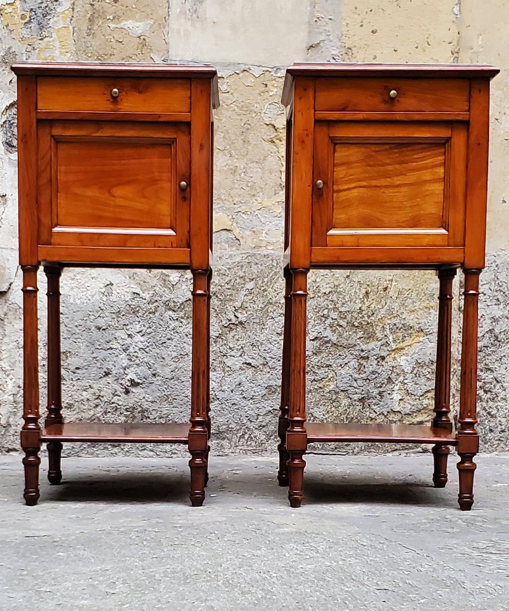 Antichi comodini Napoleone III in legno di ciliegio ,di manifattura Francese . -photo-7