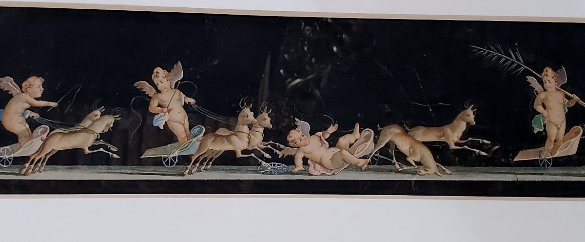 Antico dipinto scuola Napoletana , tecnica acquerello ,epoca 1800 -photo-2