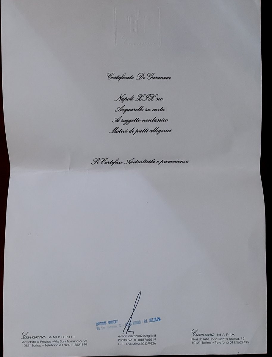 Antico dipinto scuola Napoletana , tecnica acquerello ,epoca 1800 -photo-7