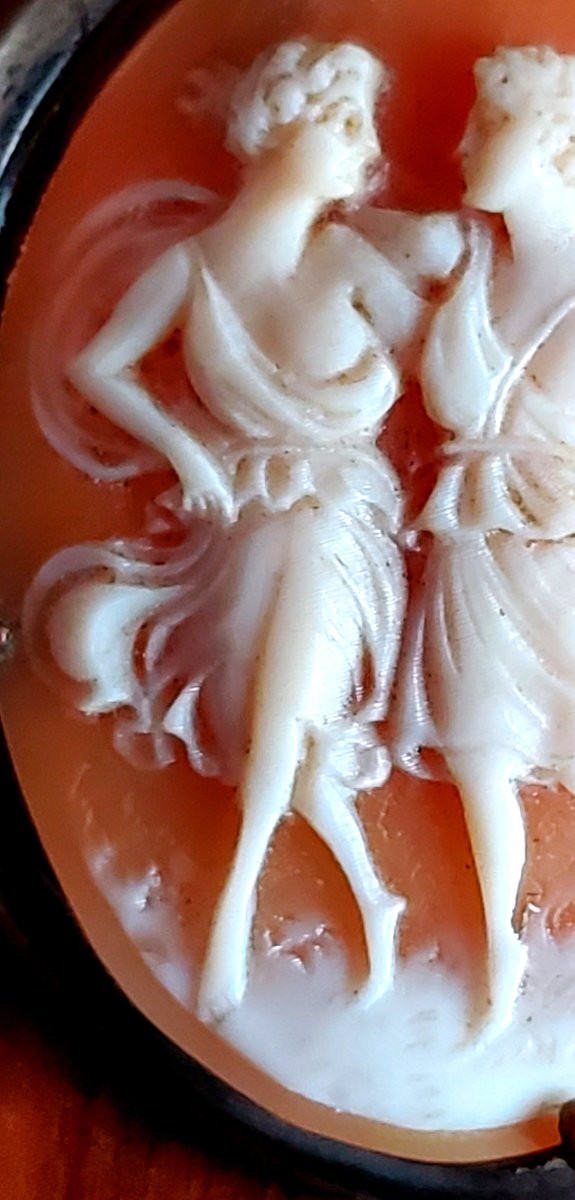 Antica  spilla con cammeo , epoca 1830 (circa) ,scolpita a mano -photo-3