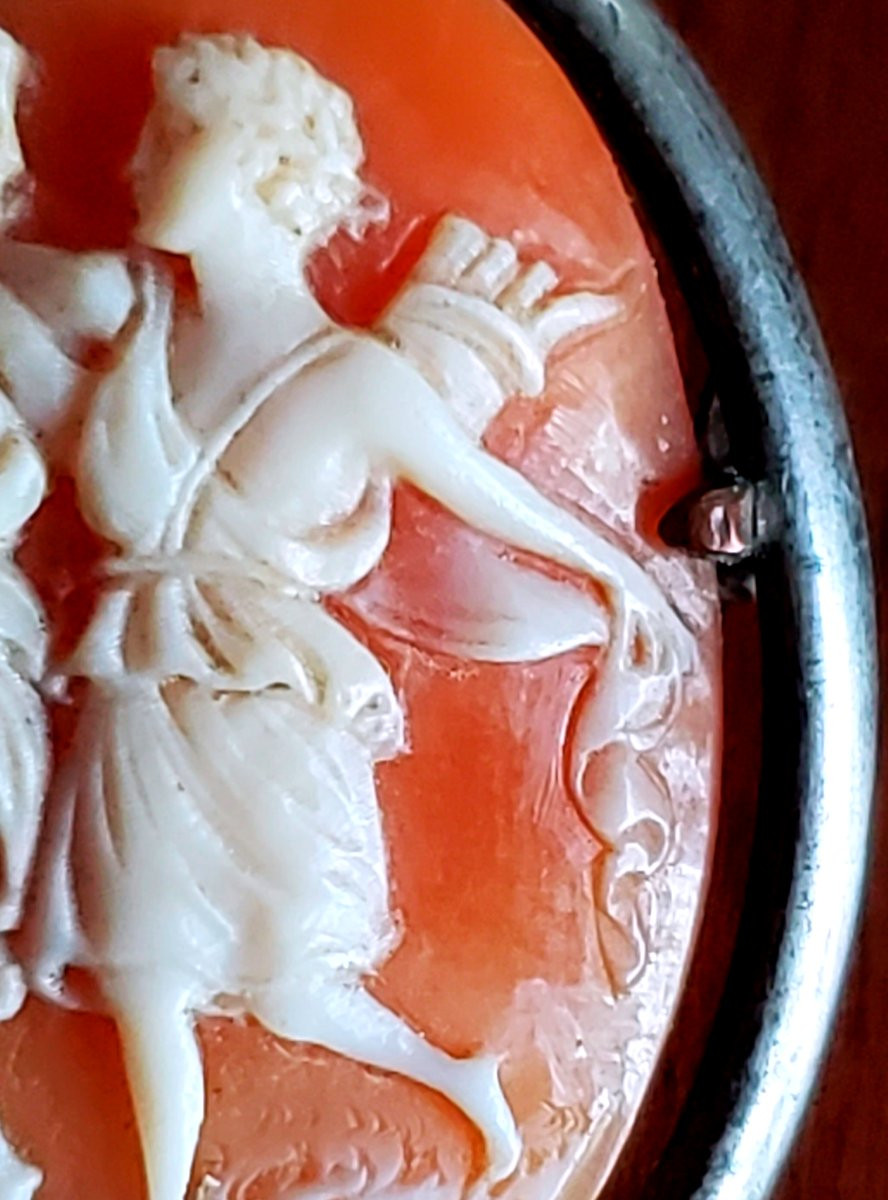 Antica  spilla con cammeo , epoca 1830 (circa) ,scolpita a mano -photo-4