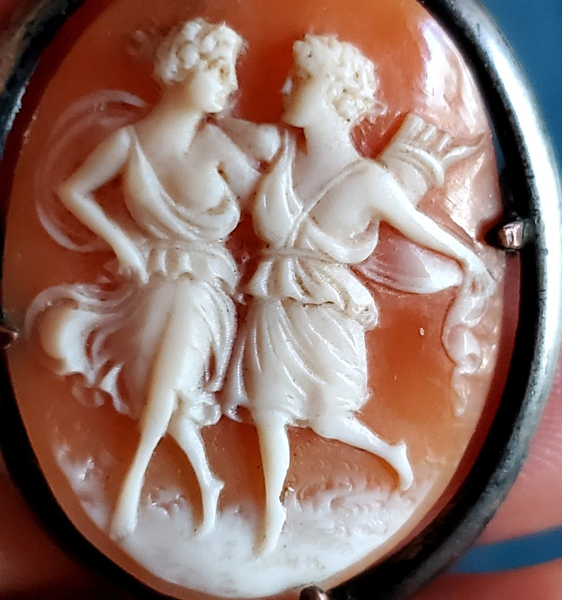 Antica  spilla con cammeo , epoca 1830 (circa) ,scolpita a mano -photo-5