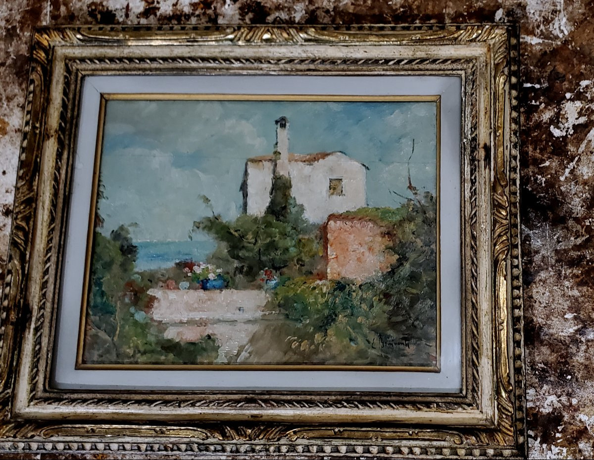 Dipinto olio su tavoletta di Eugenio Bonivento intitolato : mattino d'estate a Burano . -photo-4