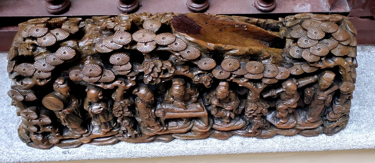 Antica scultura Cinese ,epoca 1800 in legno di noce cinese -photo-1