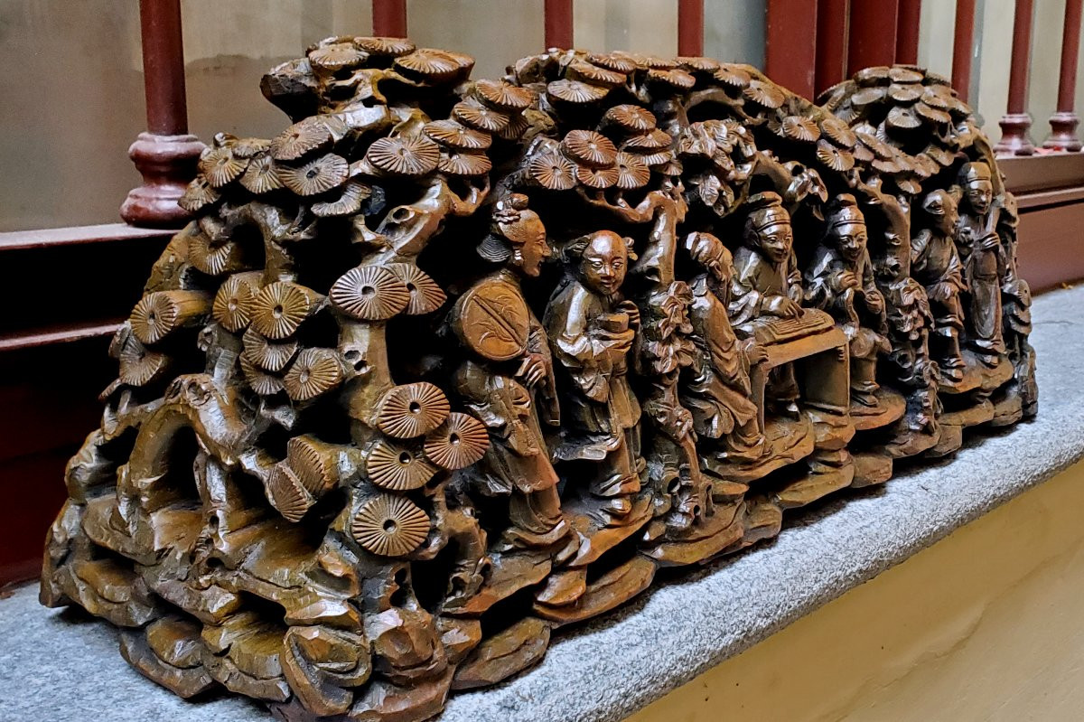 Antica scultura Cinese ,epoca 1800 in legno di noce cinese -photo-2