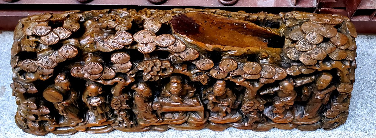 Antica scultura Cinese ,epoca 1800 in legno di noce cinese -photo-8