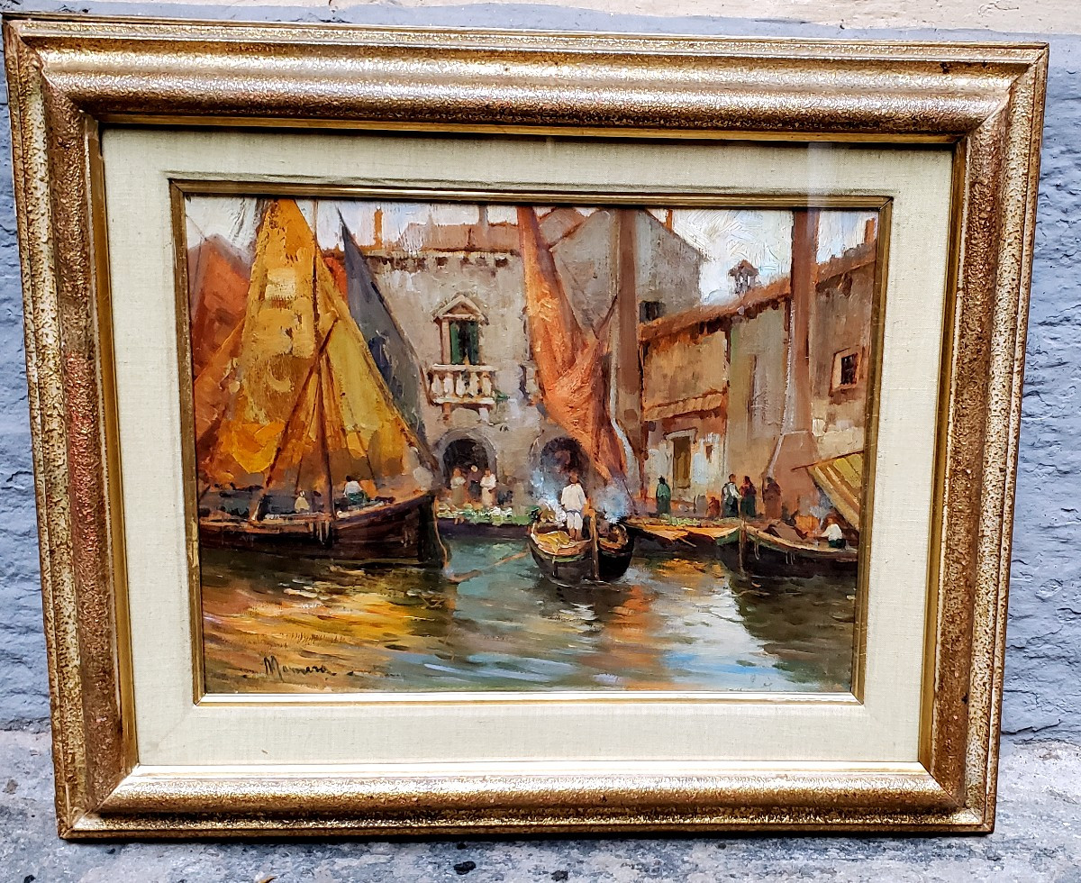 Marina  raffigurante scena portuale .