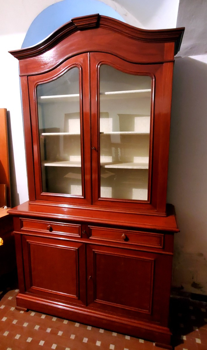 Antica credenza  con alzata a vetrina epoca Luigi Filippo 