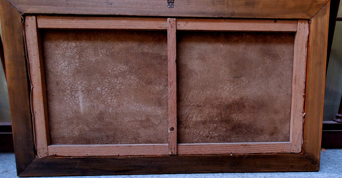 Huile sur toile ancienne représentant un paysage fluvial, par le peintre piémontais Giacinto Bo-photo-7