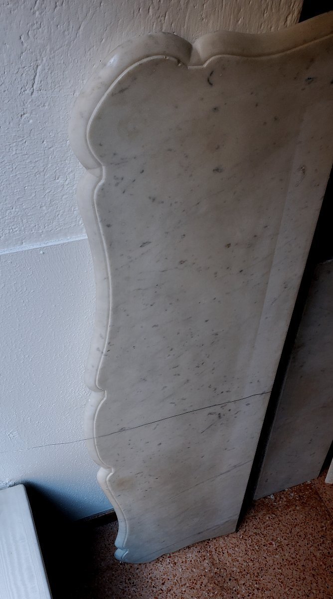 Antico camino in marmo bianco di Carrara epoca 1850/60 , riccamente scolpito -photo-3