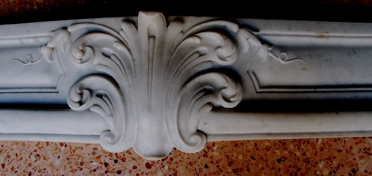 Antico camino in marmo bianco di Carrara epoca 1850/60 , riccamente scolpito -photo-2