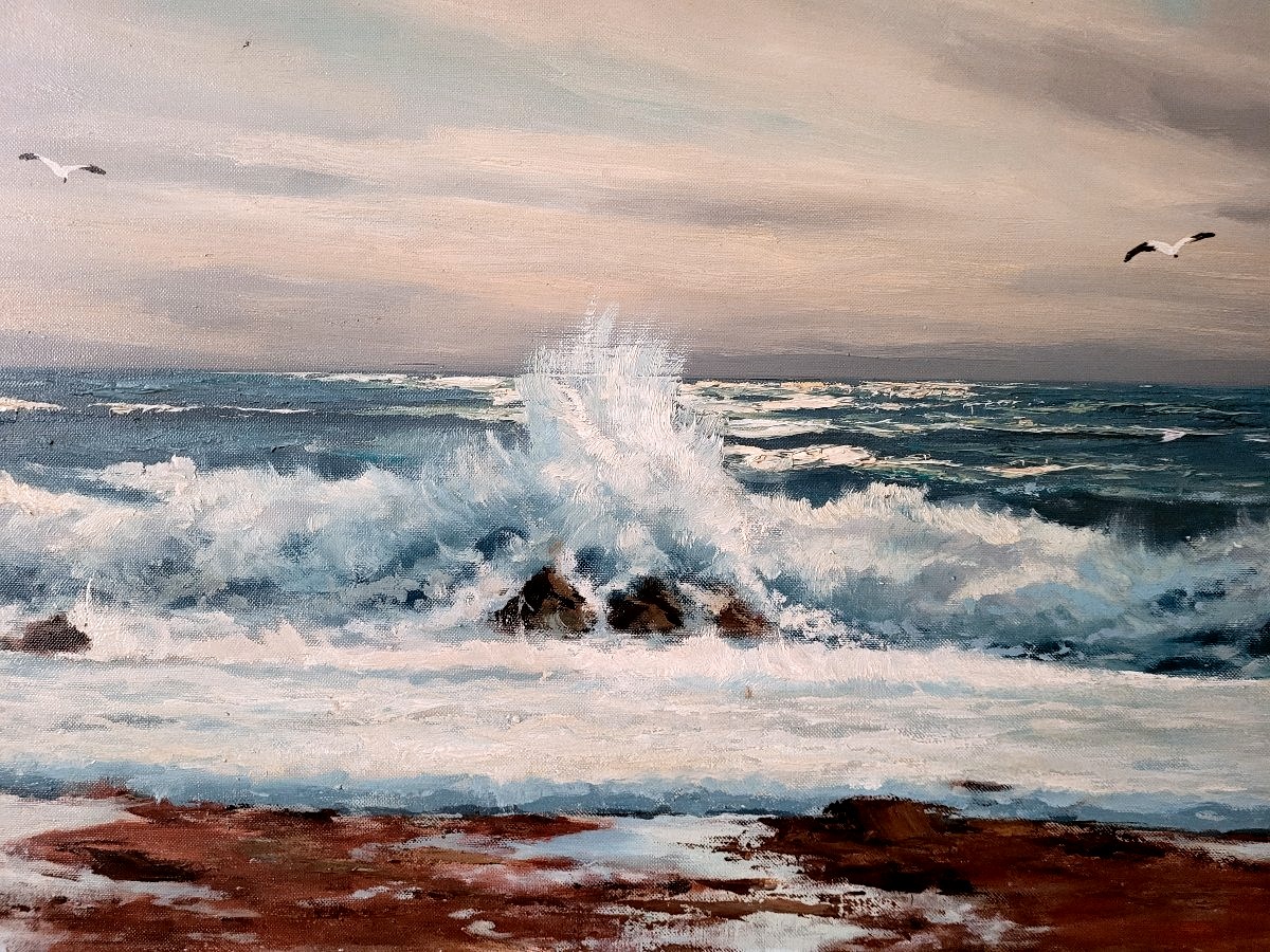 Dipinto olio su tela raffigurante Marina -photo-2
