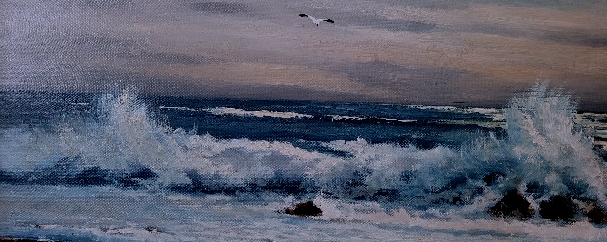 Dipinto olio su tela raffigurante Marina -photo-3