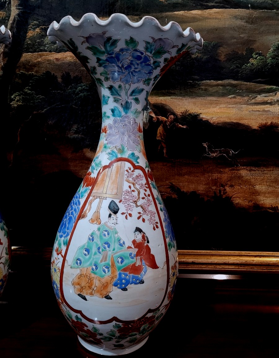 Coppia di  vasi in porcellana policroma, Giappone XIX secolo -photo-2