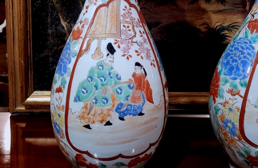 Coppia di  vasi in porcellana policroma, Giappone XIX secolo -photo-5
