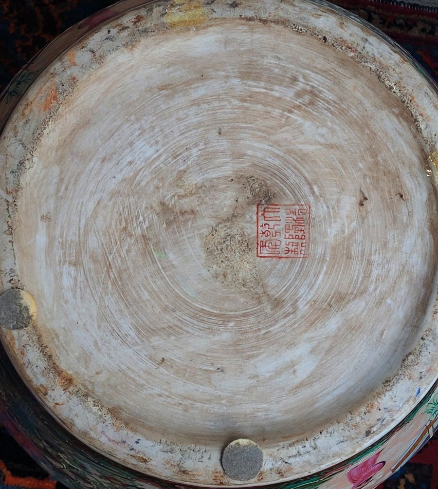 cache-pot cinese decorato, XX secolo, con base lignea-photo-6