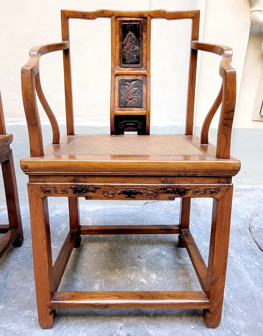 Coppia di poltroncine cinesi in legno – Epoca Qing, 1797-1820-photo-1