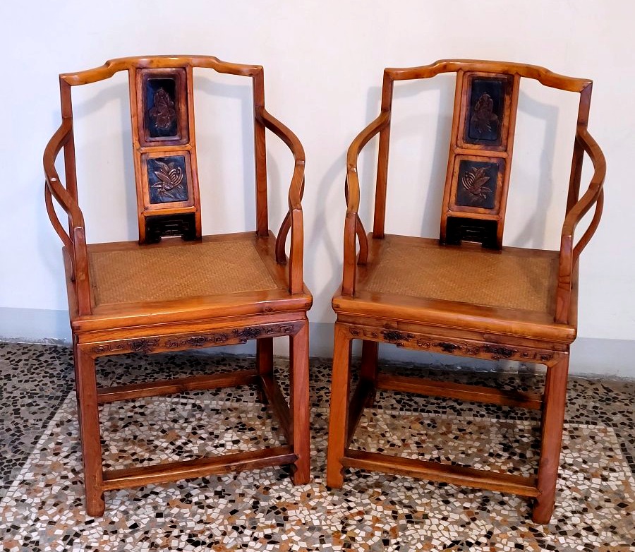 Coppia di poltroncine cinesi in legno – Epoca Qing, 1797-1820