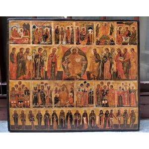Icona Russa epoca 1750 , raffigurante le dodici grandi  feste dell'anno liturgico 