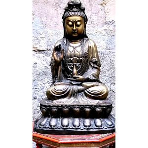 Statua di Buddha in bronzo epoca Rattanakosin epoca XIX dal peso di 20 kg 