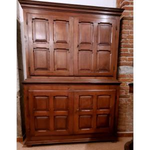  credenza Doppio corpo in legno di noce epoca fine 1700 ,manifattura Italiana area Piemontese 