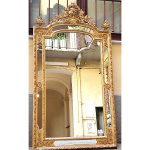 Antica specchiera Napoleone III di manifattura francese , doratura originale 18 kt 